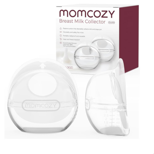 Momcozy Breast Milk Collector, Milk Collectors for Breastfeeding, Reusable Breast Milk Shells, Silicone Catcher with More Fit & Soft (3oz/90ml, 2 Counts)