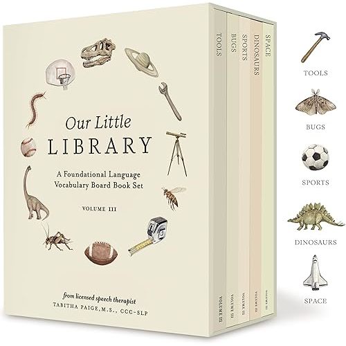 Our Little Library Vol. 3: Dinosaurs, Space, Tools, Bugs, and Sports Board Book Set for Boys & Girls (Tabitha Paige Children's Book Series) Board book – August 26, 2025