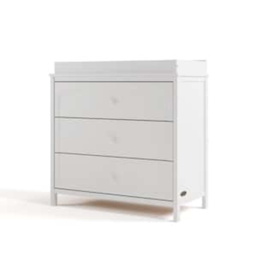 Olivia White 3-Drawer 35.51 in. Wide Dresser with Removable Changing Table Topper