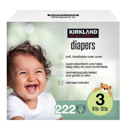 Kirkland Signature Diaper Size 3, 222-count | Costco