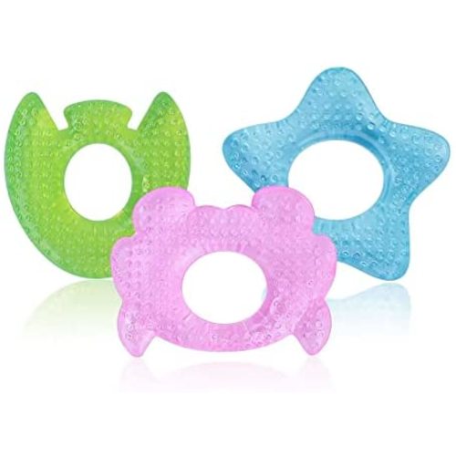 Soothing Teether Set Silicone Baby Soothing Teether Pacifier, Ocean Animal Soother Ring Teether, Teething Toy for Babies 0-6 Months/6-12 Months, BPA Free