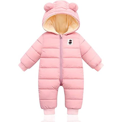 XMWEALTHY Baby Clothes Cute Infant Toddler Snowsuit Warm Newborn Boy Girl Winter Coats Hooded Zip Jumpsuit