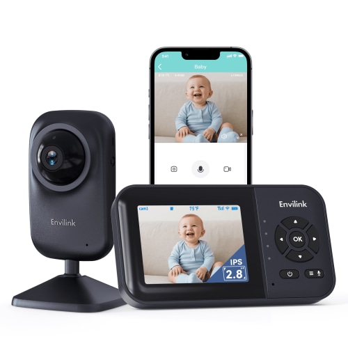 Envilink Video Baby Monitor with App, 2.8" Screen 14h Battery, Sound Detection, Night Vision, Two Way Talk, Temperature Detection, 1200ft Range, Feeding Remind, Ideal for Baby/ Elderly Indoor Use