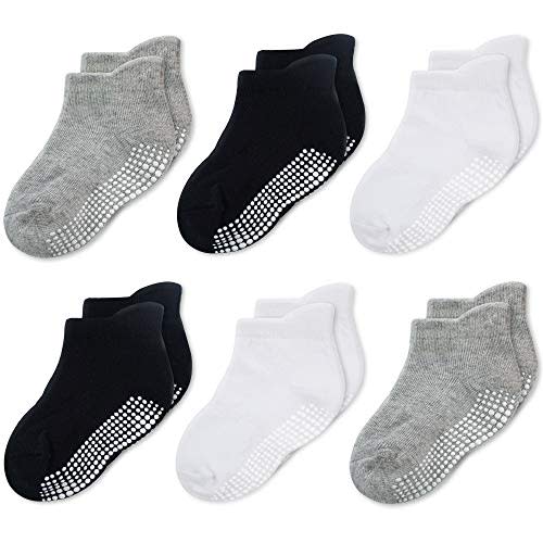 CozyWay Non-Slip Socks with Grippers - Ankle Style for Little Girls and Boys, Infants, Toddlers, Children