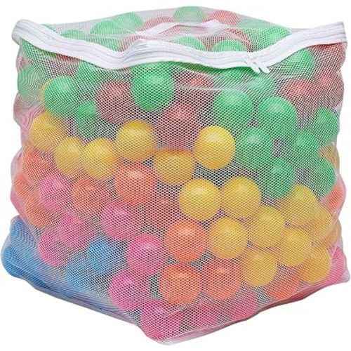 Amazon Basics BPA Free Ball Pit Balls with Storage Bag, Crush-Proof Plastic for Toddlers Kids 12+ Months Play, Phthalate Free, 6 Bright Colors, Pack of 400