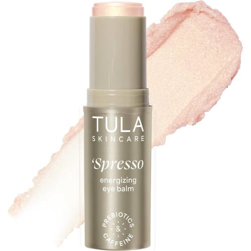 TULA Skin Care Spresso Energizing Eye Balm, Gold Glow - Energizing & Hydrating Caffeine Under Eye Treatment for Dark Circles, Portable and Perfect to Use On-the-go, 0.35 oz.