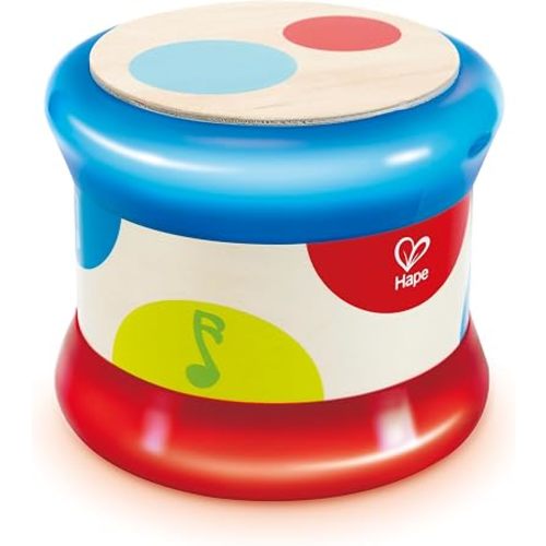 Hape Baby Drum | Colorful Rolling Drum Musical Instrument Toy for Toddlers, Rhythm & Sound Learning, Battery Powered (E0333)