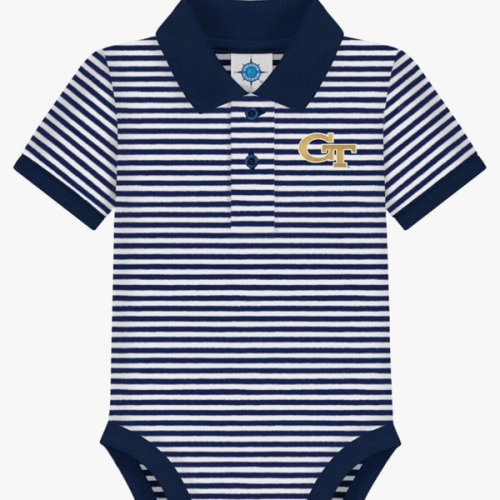College Baby NCAA Striped Polo Bodysuit Short Sleeve - Unisex (0-12 Months)