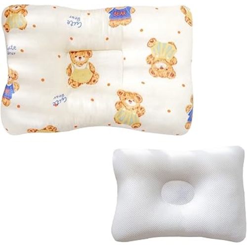 Unisex Pillow 13x9x2, Hypoallergenic Airmesh Breathable Cool 100% Cotton, Control Sweat, Ideal for Travel, Small, Car, Travel, MultiFunctual Small Decor Pillows (Teddy Design)