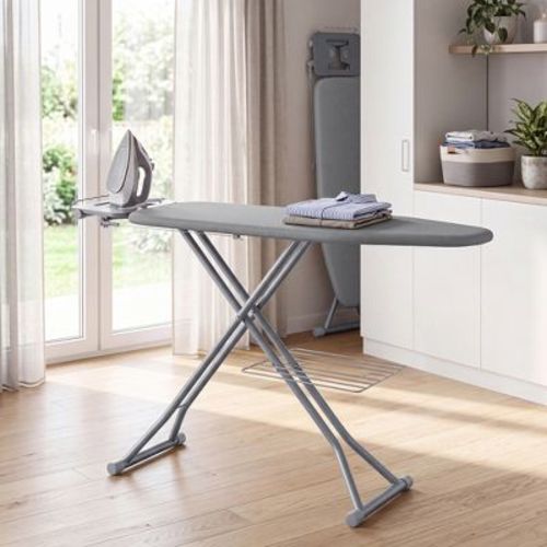 LEDREM Ironing Board, Folding Steel Frame with Iron Rest and Storage Rack, 51.2 x 13.4 x 27.2-35.8 inches, Grey