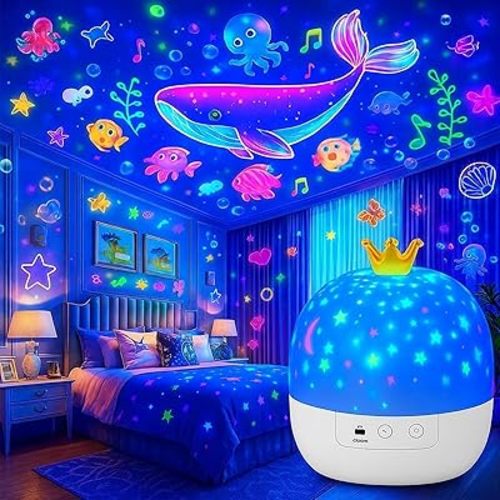 Kids Star Night Light Projector – 21 Slide Themes with 360° Rotation & Modes Crown-Shaped Galaxy Light for Boys & Girls Birthday, Christmas, Easter& Room Decor (21 Lighting Effects)