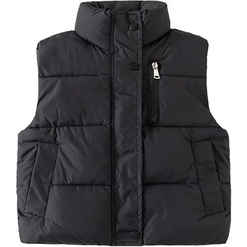 Toddler Boys Girls Quilted Bubble Puffer Vest Winter Coat Sleeveless Down Coat Standing Collar Baby Padded Waistcoat