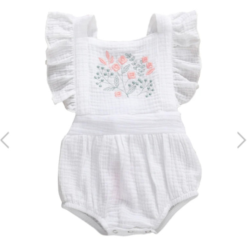 THEA Embroidered Ruffle Romper - Hazel & Bo