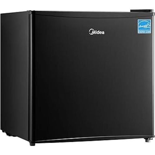 Midea WHS-65LB1 Compact Single Reversible Door Refrigerator, 1.6 Cubic Feet(0.045 Cubic Meter), Black