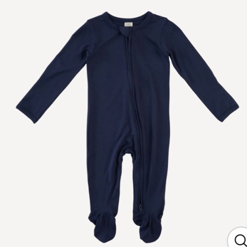 long sleeve two way zipper footie | navy night | bamboo – kate quinn