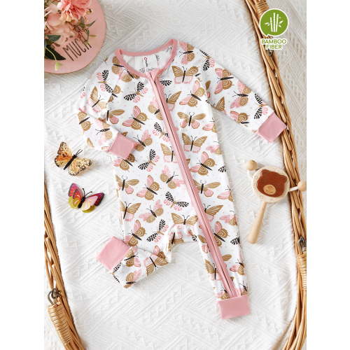 PatPat Baby Girl Pajamas Bamboo Viscose Snug Fit Footless Zipper Sleep N Play Pajamas Gift for Baby Girls