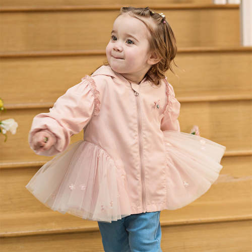Dave&Bella Toddler Girls Sweet Pink Outwear Hooded Mesh Dress-style Li – Dave & Bella