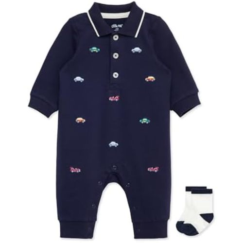 Little Me Clothes for Baby Boys' Snap Closure Coverall and Matching Socks Set, 3 Months to 12 Months