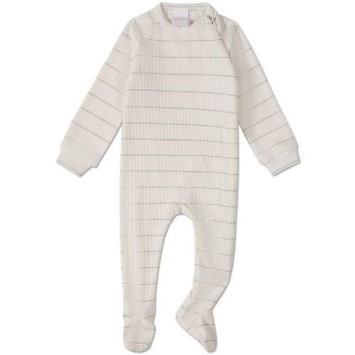 MiniMe Unisex Baby Metallic Striped Side-Zipper Footie
