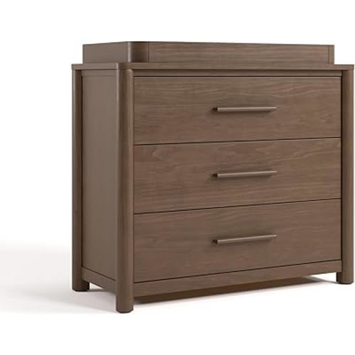 Storkcraft Malta 3 Drawer Chest with Removable Changing Topper – GREENGUARD Gold Certified, Wood Dresser for Baby & Kids Bedroom, Safety Interlocking Drawers, Pre-Installed Tracks (Hazelnut)
