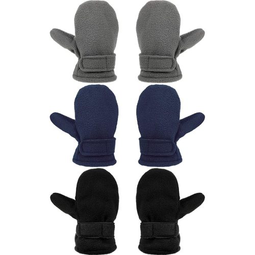 3 Pairs Baby Toddler Winter Mittens Warm Fleece Kids Mittens Baby Snow Skiing Gloves for Boys and Girls Aged 2-4 Years