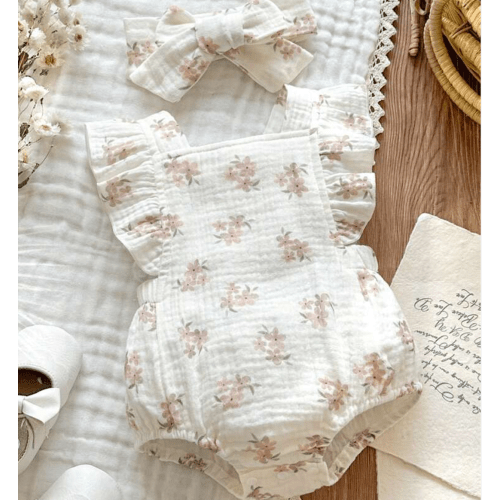 Vintaside Kids Newborn Infant Sleeveless Casual Floral Print Jumpsuit, Suitable For Home Leisure Or Outdoor Shopping Wear In Summer | SHEIN USA