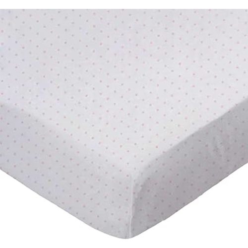 SheetWorld Baby Fitted Bassinet Sheet 15 x 33 inches, 100% Cotton Jersey Hypoallergenic Sheet, Unisex Boy Girl, Pink Pindot, Made in USA