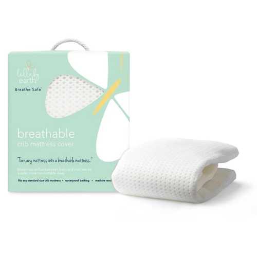 Lullaby Earth Breathe-Safe Breathable Mini Crib Mattress Cover - White