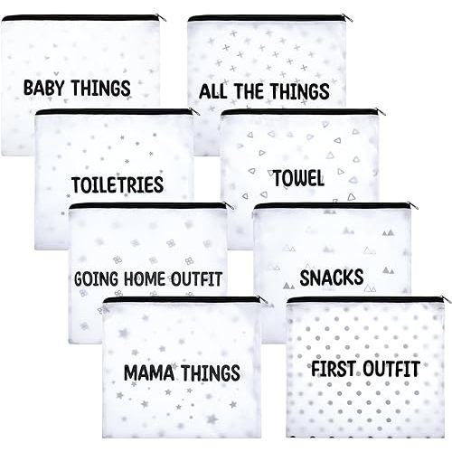 8 Packs Hospital Bags for Labor and Delivery Diaper Bag Organizing Pouches Travel Maternity Bag 8 Sorts Hospital Bag Essentials for Baby, Expecting Moms and New Mothers Mommy, 10.63 x 9.25 Inches