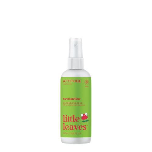ATTITUDE Hand Sanitizer Spray for Kids & Adults, EWG Verified, Travel Size, Dermatologically Tested, Plant and Mineral Based, Vegan, Watermelon & Coco, 3.5 Fl Oz (Spray Bottle)