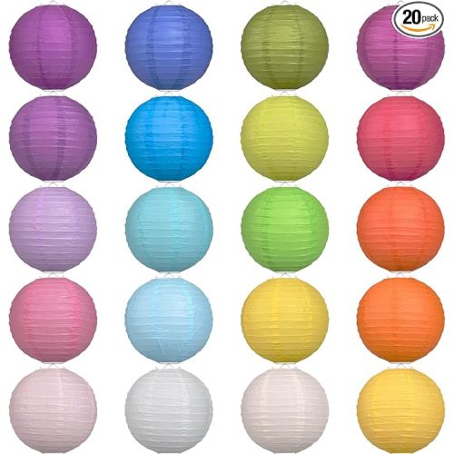 LIHAO 20PCS Decorative Paper Lanterns, 8" Chinese Hanging Paper Lanterns Ball Lanterns Lamps for Home Decor, Parties and Weddings