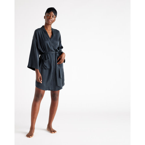 100% Washable Silk Robe in Indigo