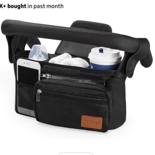 Momcozy Universal Stroller Organizer with Insulated Cup Holder Detachable Phone Bag & Shoulder Strap, Fits for Stroller like Uppababy, Baby Jogger, Britax, BOB, Umbrella and Pet Stroller