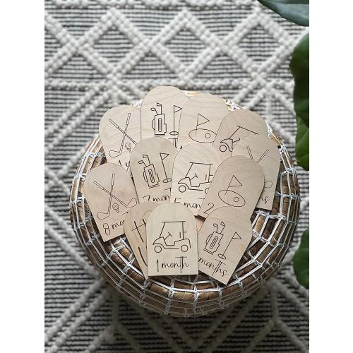 Golf Theme Baby Monthly Milestone Cards, Wooden Photo Props, First Year Markers