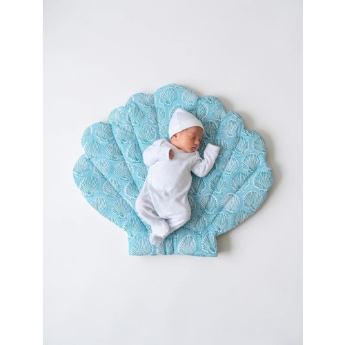 Floor Mat for Baby, Infant Floor Cushion, Play Mat, Gift for newborn, Baby Gift, Shell Shaped, Mint Blue
