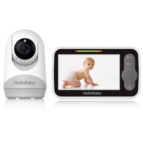 HelloBaby 5" Video Baby Monitor with Remote Pan-Tilt-Zoon (HB6251) - White