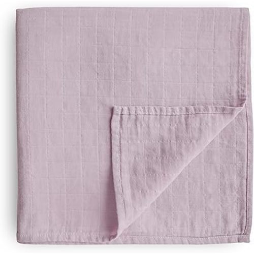 mushie Muslin Baby Swaddle Blanket | 100% Organic Cotton (Soft Mauve)