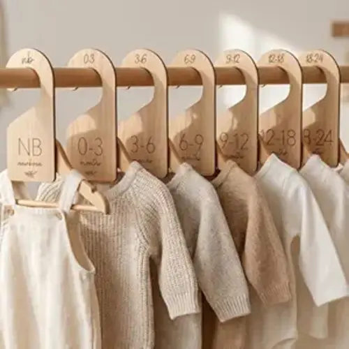 Beautiful Wooden Baby Closet Dividers Set of 7 - Newborn to 24 Months