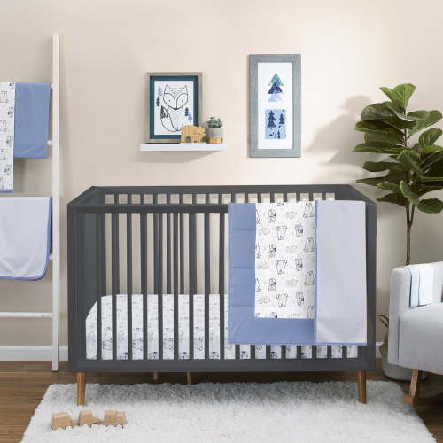 Little Star Organic Baby Infant Nursery Pure Organic Cotton Crib Bedding Set, 3 Pc, Blue-Wild at Heart