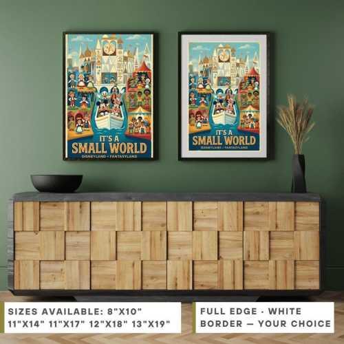 Disneyland Its a Small World Ride Poster, Donald Minnie Mickey Goofy Fantasyland Art Print, Disneyland Poster, Disney Fan Gift