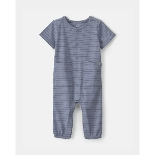 Baby Boy Striped Jumpsuit - Blue | Carter's