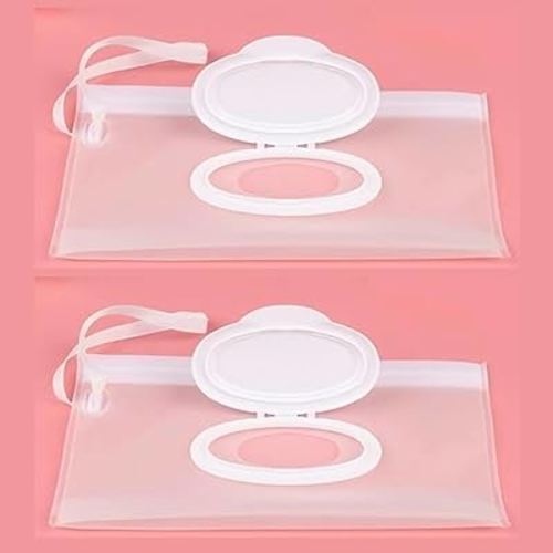 2Pcs White Baby Wipe Case Travel Holder Keeps Wipes Moist Set of Wet Diaper Wipes Holders Cases Portable Travel On The Go Refillable Dispenser Container Waterproof Wipe Container with Sealed Diapering