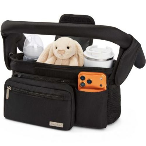 KeaBabies Stash Stroller Organizer Bag, Storage Caddy with Cup Holders, Fits Most Strollers and Wagons (Matte Black)