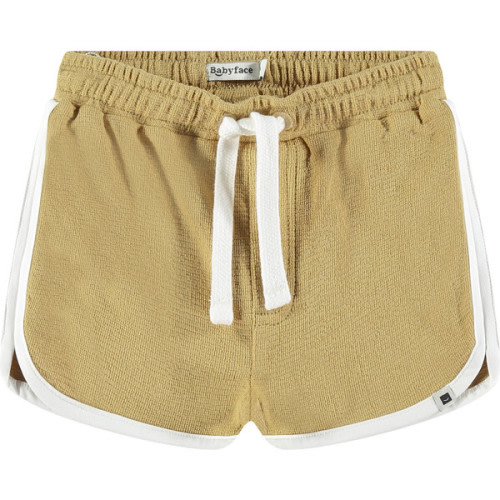 French Terry Drawstring Shorts, Mustard Ochre - Babyface | Maisonette- Size 3m