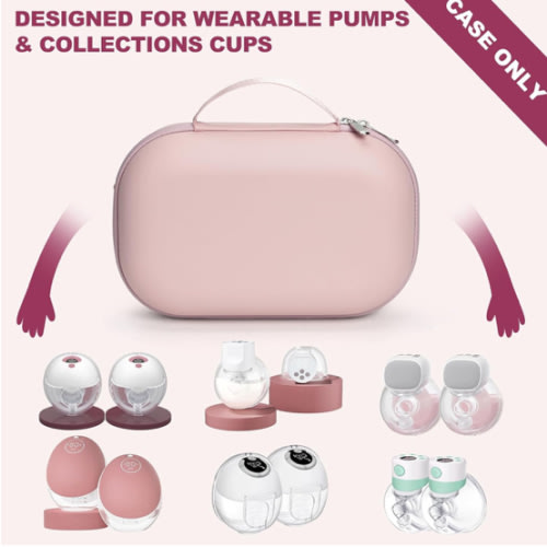 Wearable Breast Pump Bag Carrying Case for Momcozy & Willow, Use with Hands Free Wearable Breast Pumps for eufy Security/Medela/Bluefair, Travel Pumping Bag with Nipple Ruler & Removable Tray(Holds 2)