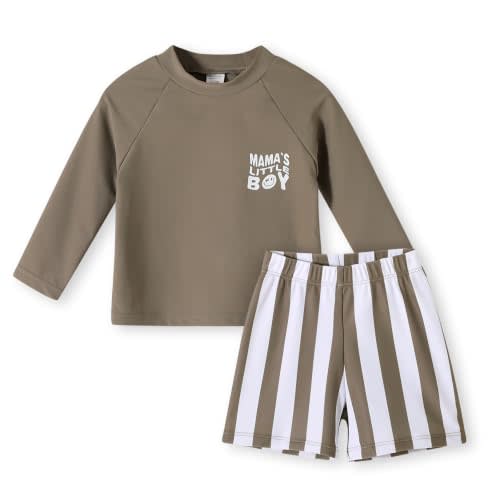 Toddler Baby Boys Long Sleeve Rashguard Swimsuit 2 Piece Set Swim Shirt Trunks Bathing Suit