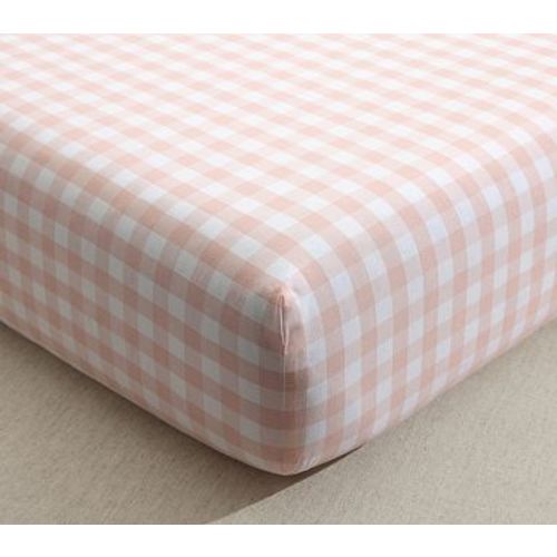 Organic Gingham Crib Fitted Sheet , Blush
