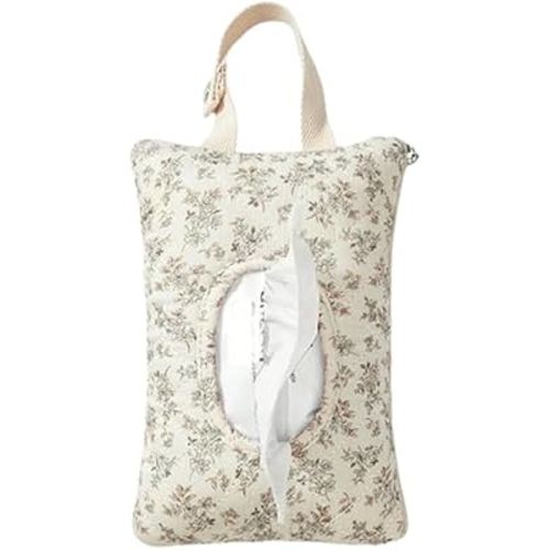 Quilted Baby Wipe Holder Floral Quilted Wipes Bag Portable Hanging Diaper Changing Wipe Pouch for Travel Stroller Outings (Beige)