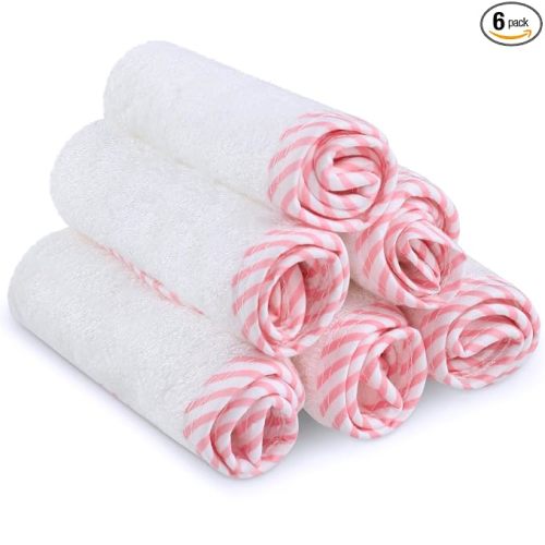 San Francisco Baby Washcloths for Newborn — Rayon from Bamboo Washcloths, Baby Wash Cloths Soft, Wash Cloths for Babies, Baby Wash Cloth — 6 Pieces, Pink