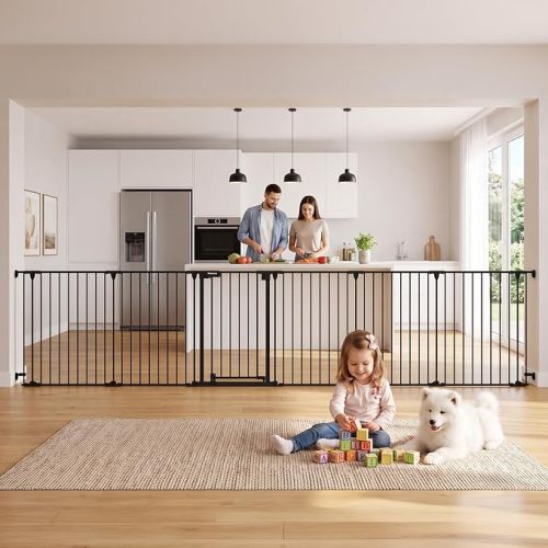 Mumeasy 150" Extra Wide Baby Gate, Play Yard Long Dog Gate for Doorways